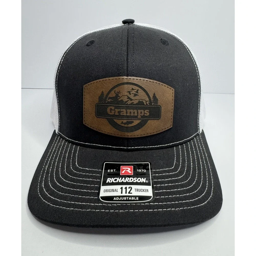Gramps Cap Richardson 112 Trucker Cap Black / White Grandpa Dad Gift New